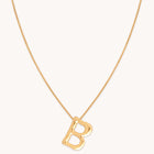 18k Gold Plated Jewellery - B Initial Bold Pendant Necklace in Gold - Pendant Necklace - Astrid & Miyu