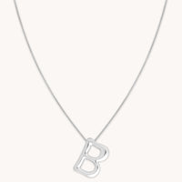 Initial Pendant Necklaces - B Initial Bold Pendant Necklace in Silver - Pendant Necklace - Astrid & Miyu