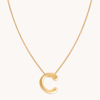 18k Gold Plated Jewellery - C Initial Bold Pendant Necklace in Gold - Pendant Necklace - Astrid & Miyu