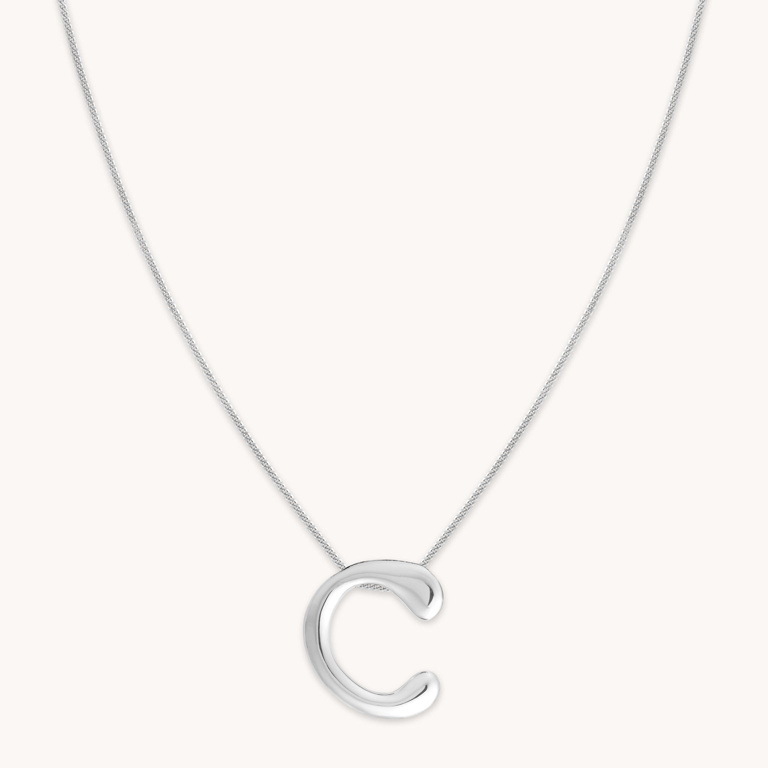 Initial Pendant Necklaces - C Initial Bold Pendant Necklace in Silver - Pendant Necklace - Astrid & Miyu