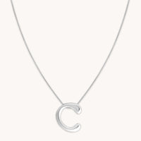 Initial Pendant Necklaces - C Initial Bold Pendant Necklace in Silver - Pendant Necklace - Astrid & Miyu