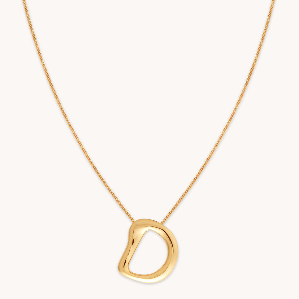 18k Gold Plated Jewellery - D Initial Bold Pendant Necklace in Gold - Pendant Necklace - Astrid & Miyu