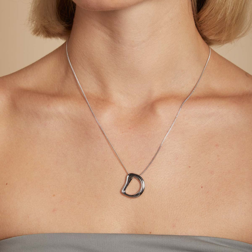 Initial Pendant Necklaces - D Initial Bold Pendant Necklace in Silver - Pendant Necklace - Astrid & Miyu