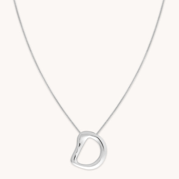 Initial Pendant Necklaces - D Initial Bold Pendant Necklace in Silver - Pendant Necklace - Astrid & Miyu