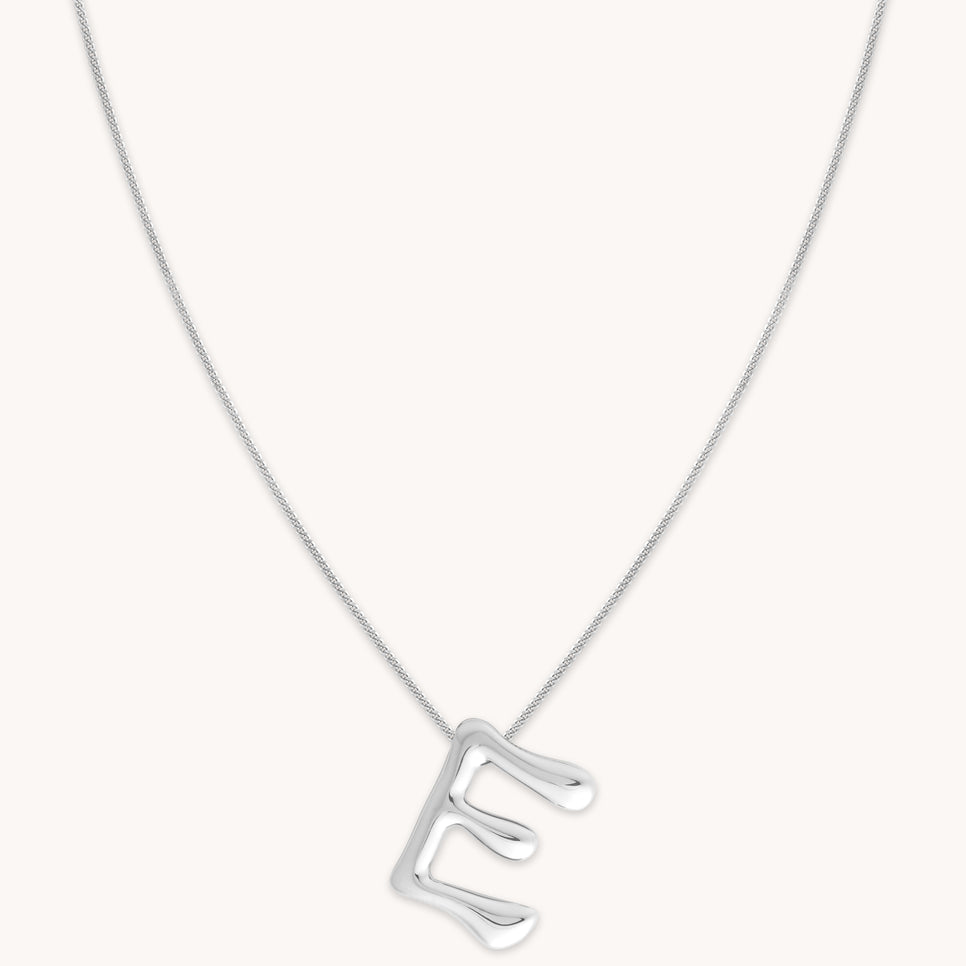 Initial Pendant Necklaces - E Initial Bold Pendant Necklace in Silver - Pendant Necklace - Astrid & Miyu