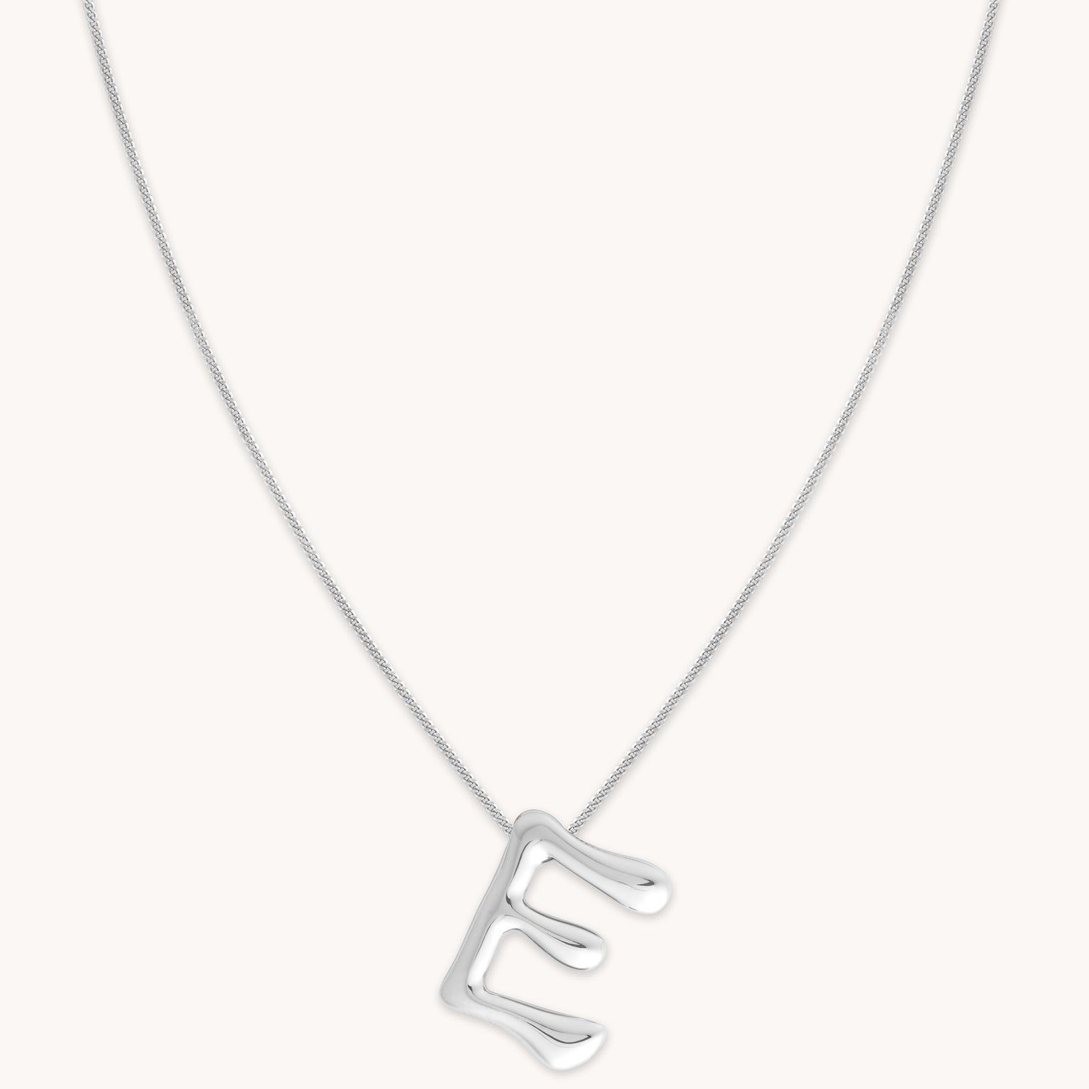 Initial Pendant Necklaces - E Initial Bold Pendant Necklace in Silver - Pendant Necklace - Astrid & Miyu