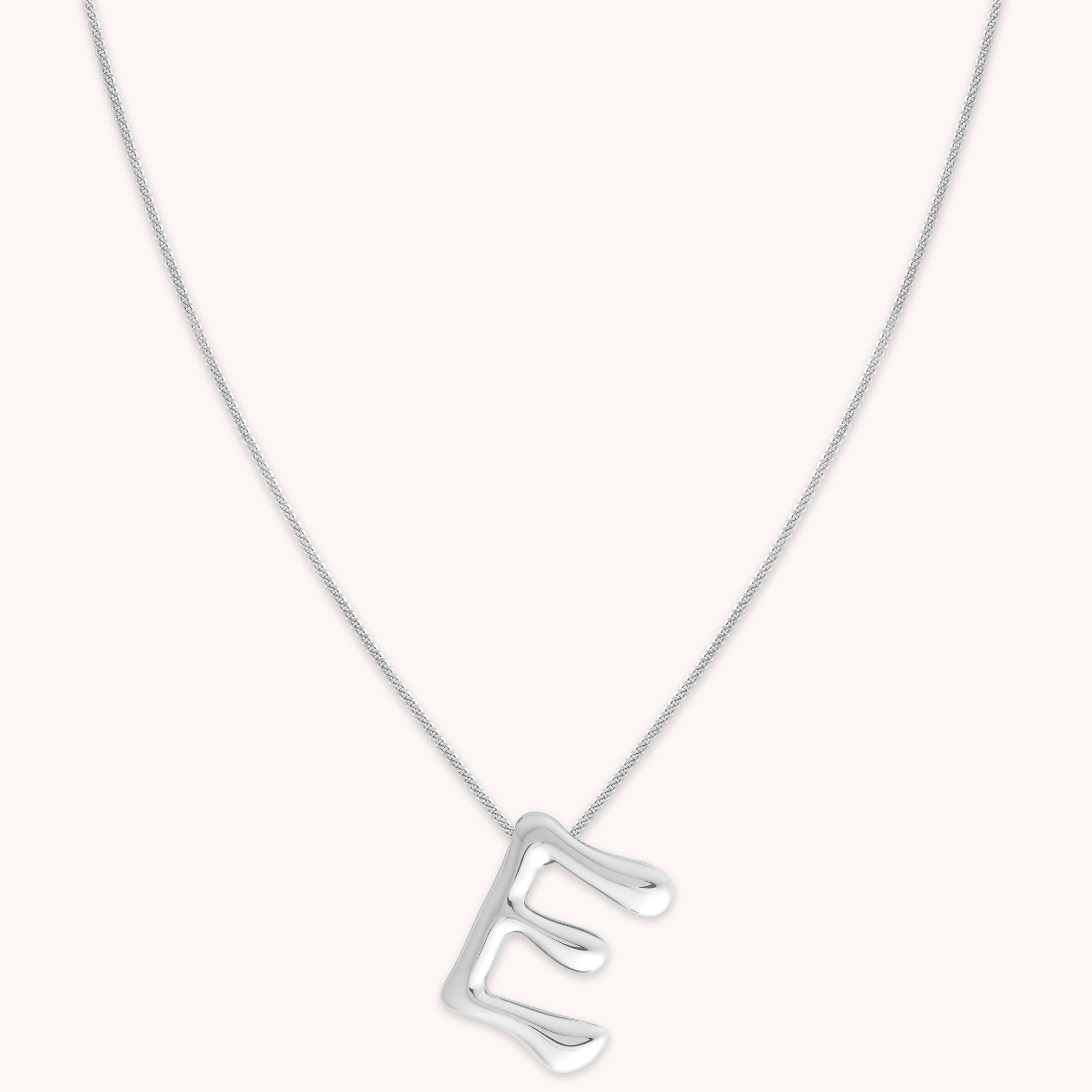 Initial Pendant Necklaces - E Initial Bold Pendant Necklace in Silver - Pendant Necklace - Astrid & Miyu