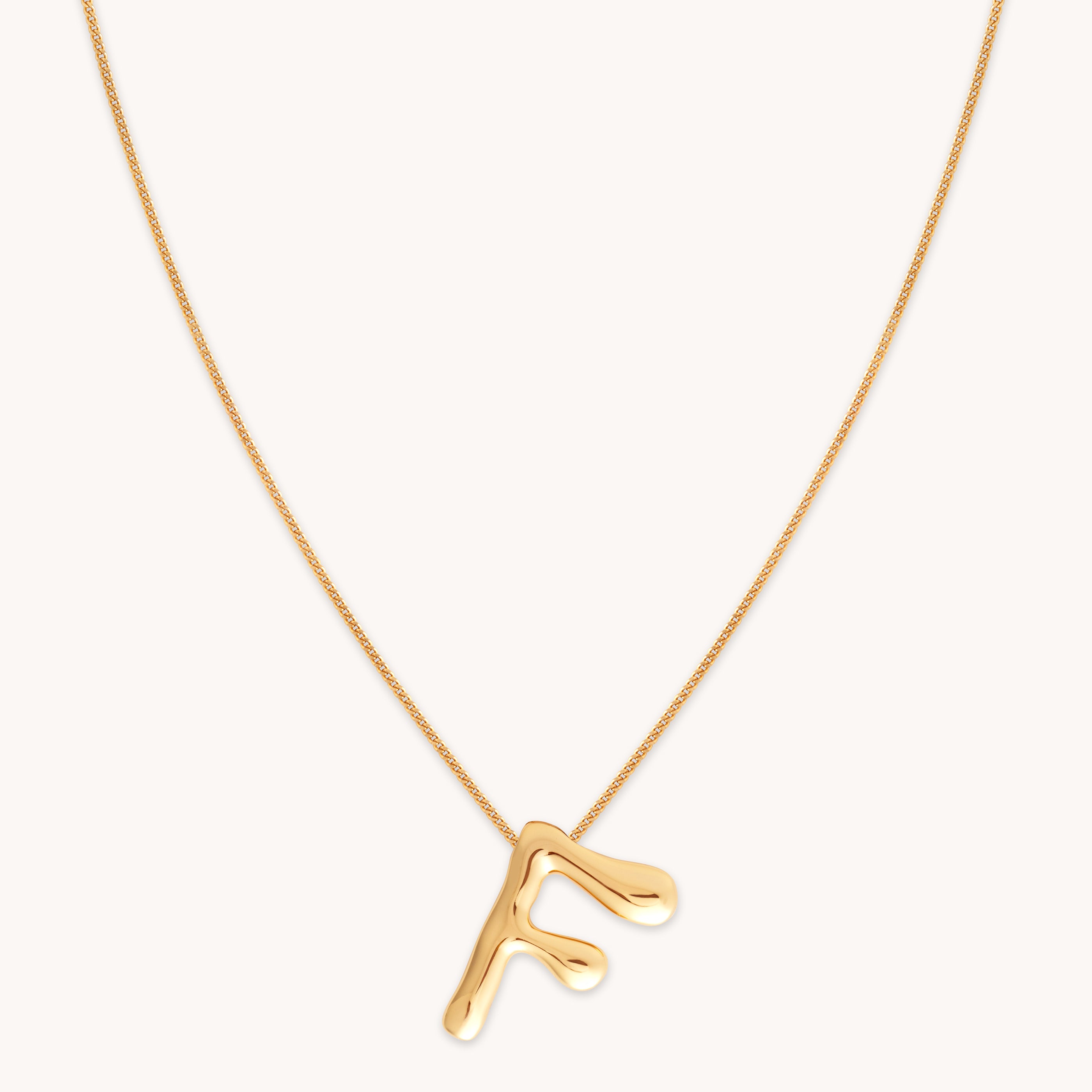 18k Gold Plated Jewellery - F Initial Bold Pendant Necklace in Gold - Pendant Necklace - Astrid & Miyu