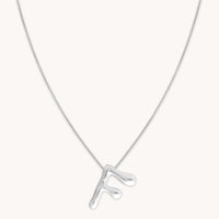 Initial Pendant Necklaces - F Initial Bold Pendant Necklace in Silver - Pendant Necklace - Astrid & Miyu