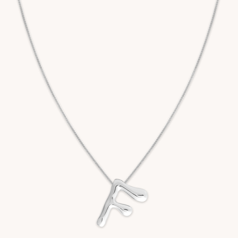 Initial Pendant Necklaces - F Initial Bold Pendant Necklace in Silver - Pendant Necklace - Astrid & Miyu