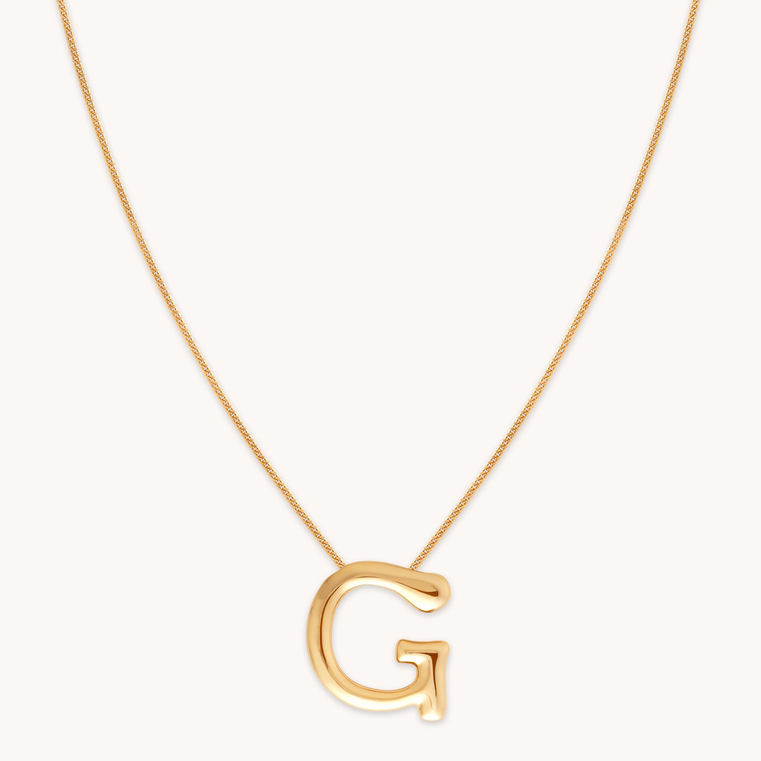 18k Gold Plated Jewellery - G Initial Bold Pendant Necklace in Gold - Pendant Necklace - Astrid & Miyu