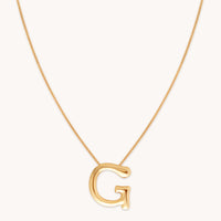 18k Gold Plated Jewellery - G Initial Bold Pendant Necklace in Gold - Pendant Necklace - Astrid & Miyu