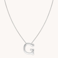 Initial Pendant Necklaces - G Initial Bold Pendant Necklace in Silver - Pendant Necklace - Astrid & Miyu