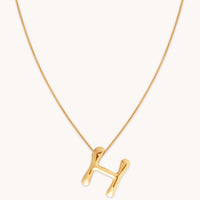 18k Gold Plated Jewellery - H Initial Bold Pendant Necklace in Gold - Pendant Necklace - Astrid & Miyu