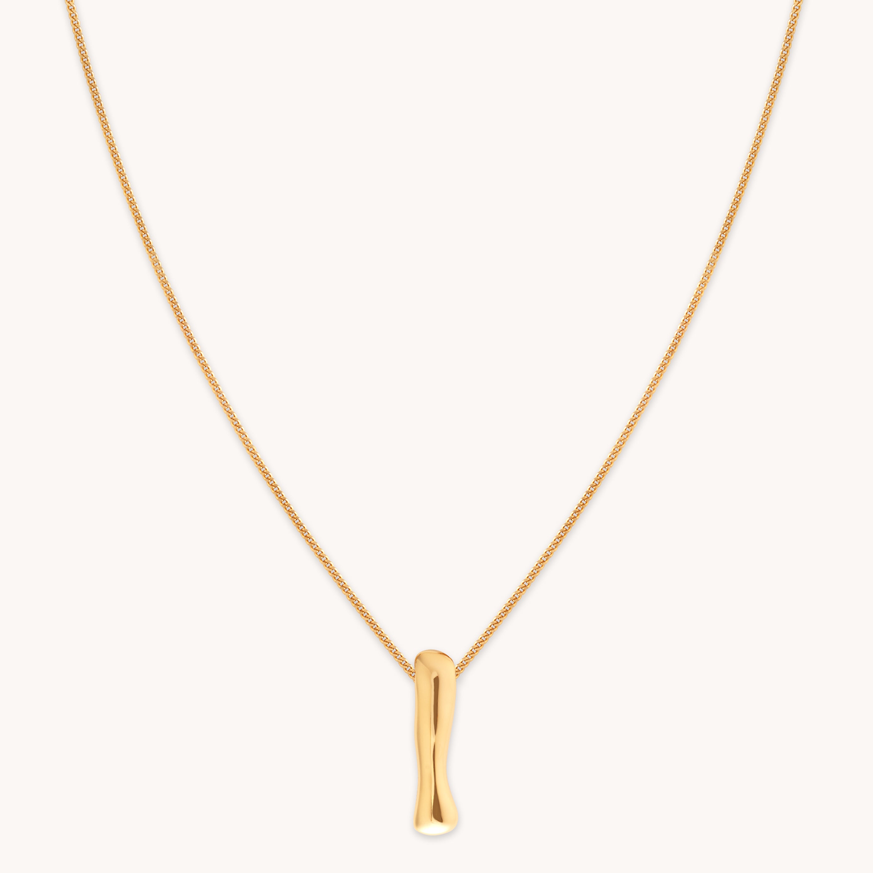 18k Gold Plated Jewellery - I Initial Bold Pendant Necklace in Gold - Pendant Necklace - Astrid & Miyu