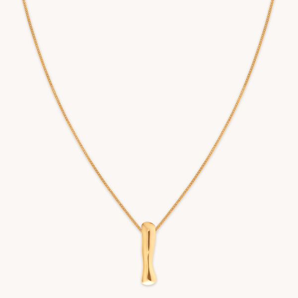 18k Gold Plated Jewellery - I Initial Bold Pendant Necklace in Gold - Pendant Necklace - Astrid & Miyu