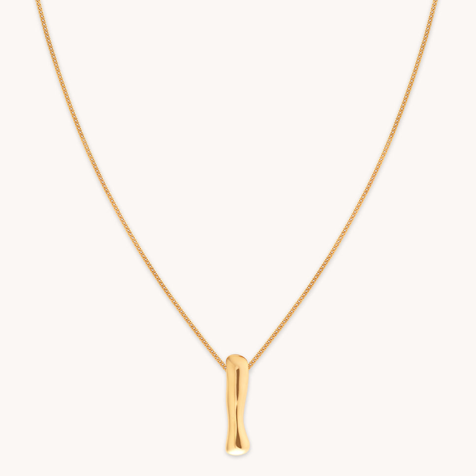 18k Gold Plated Jewellery - I Initial Bold Pendant Necklace in Gold - Pendant Necklace - Astrid & Miyu