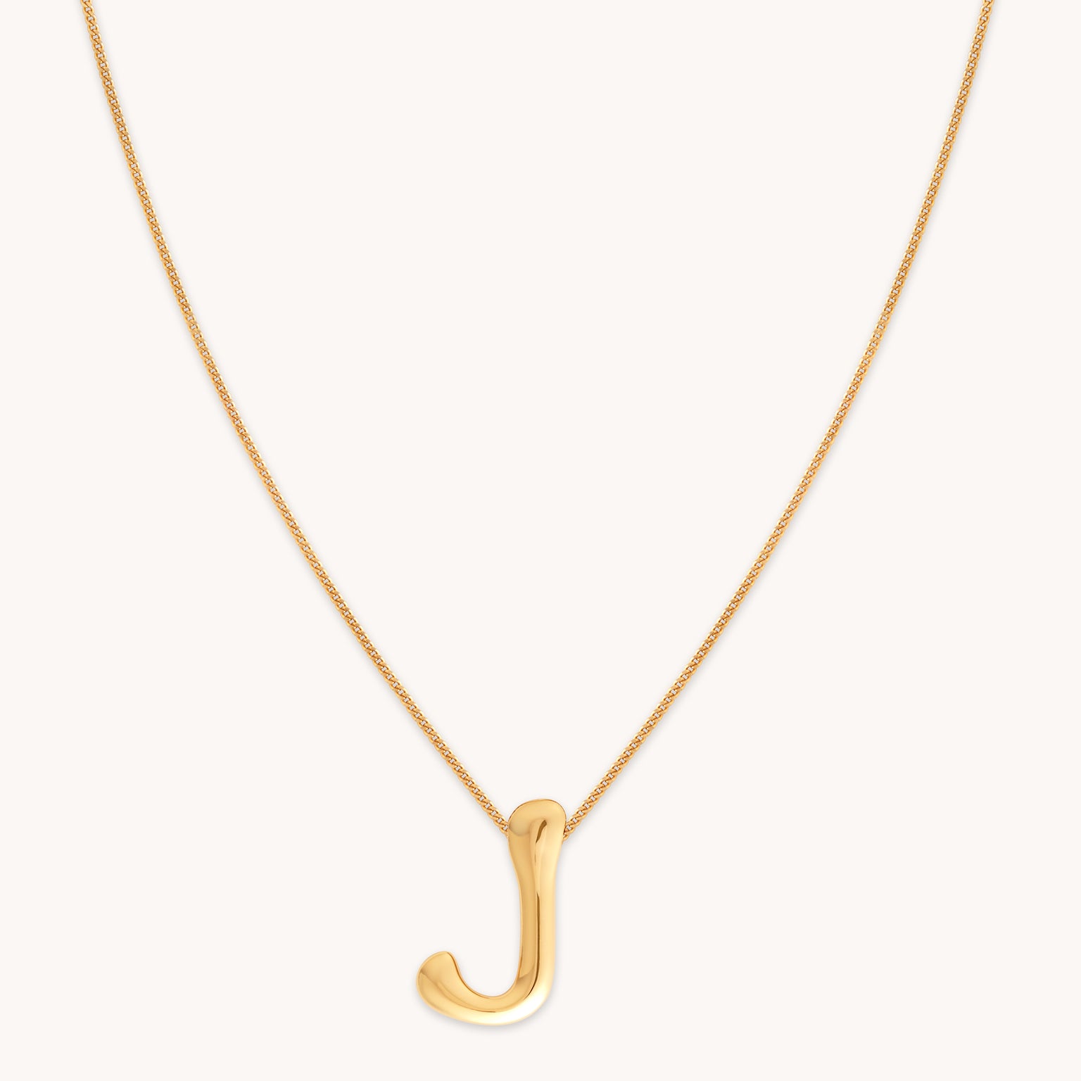 18k Gold Plated Jewellery - J Initial Bold Pendant Necklace in Gold - Pendant Necklace - Astrid & Miyu