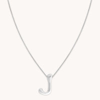 Necklaces & Bracelets - J Initial Bold Pendant Necklace in Silver - Pendant Necklace - Astrid & Miyu