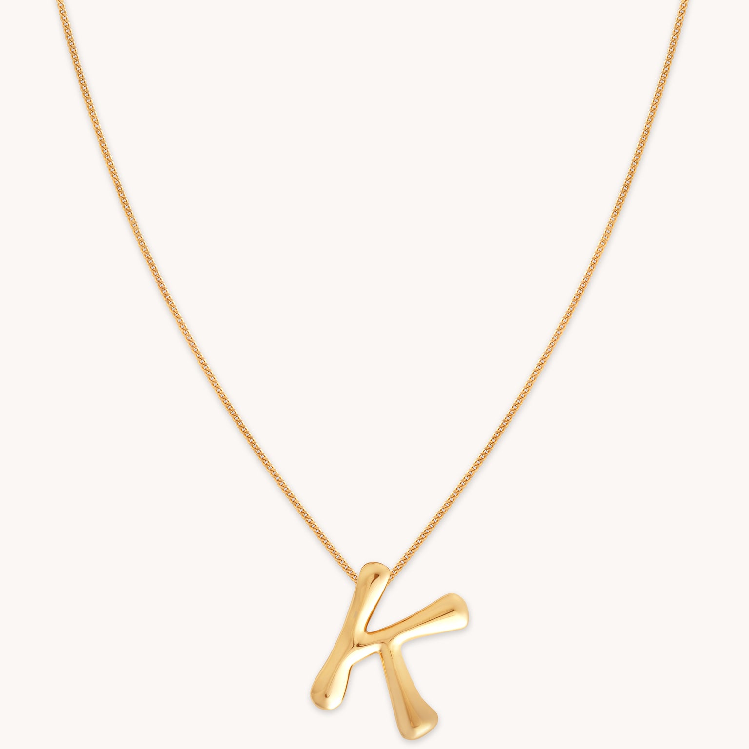 18k Gold Plated Jewellery - K Initial Bold Pendant Necklace in Gold - Pendant Necklace - Astrid & Miyu
