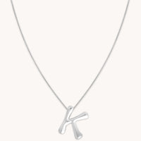 Necklaces & Bracelets - K Initial Bold Pendant Necklace in Silver - Pendant Necklace - Astrid & Miyu