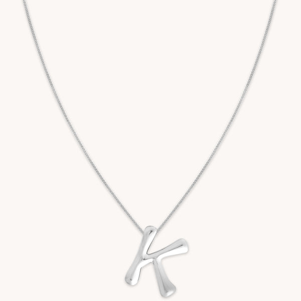 Necklaces & Bracelets - K Initial Bold Pendant Necklace in Silver - Pendant Necklace - Astrid & Miyu
