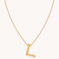 18k Gold Plated Jewellery - L Initial Bold Pendant Necklace in Gold - Pendant Necklace - Astrid & Miyu