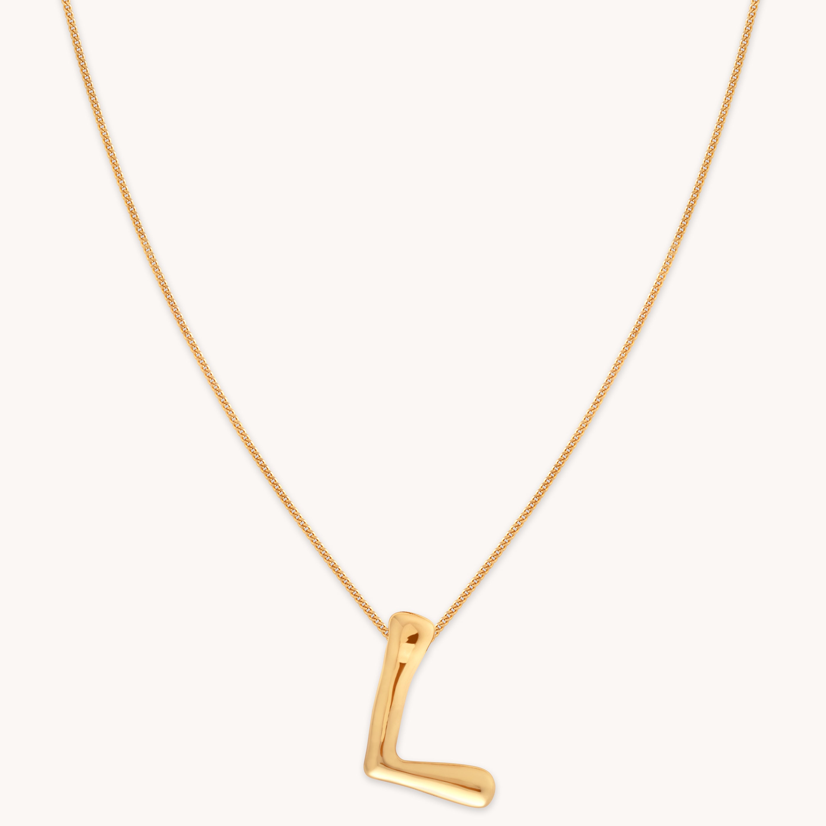 18k Gold Plated Jewellery - L Initial Bold Pendant Necklace in Gold - Pendant Necklace - Astrid & Miyu
