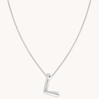 Mother's Day Jewellery Gifts - L Initial Bold Pendant Necklace in Silver - Pendant Necklace - Astrid & Miyu