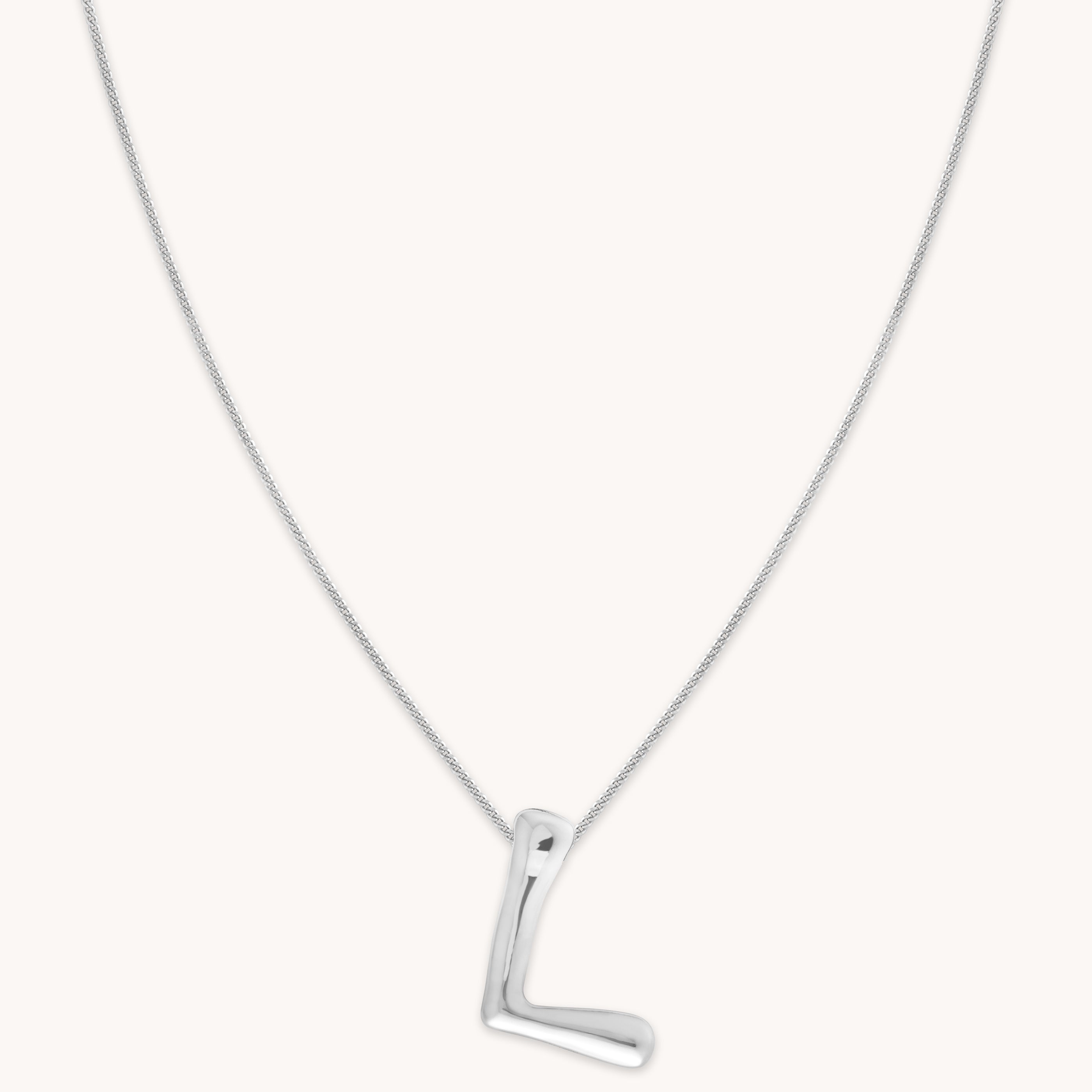 Mother's Day Jewellery Gifts - L Initial Bold Pendant Necklace in Silver - Pendant Necklace - Astrid & Miyu