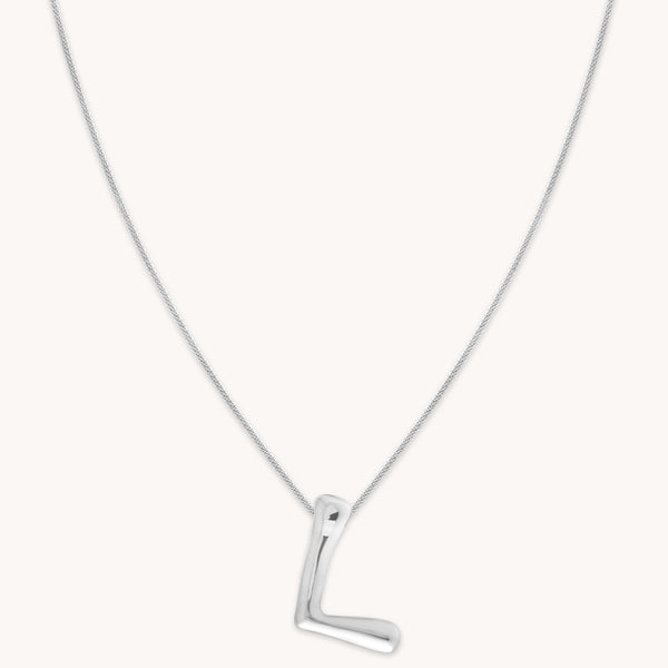 Mother's Day Jewellery Gifts - L Initial Bold Pendant Necklace in Silver - Pendant Necklace - Astrid & Miyu