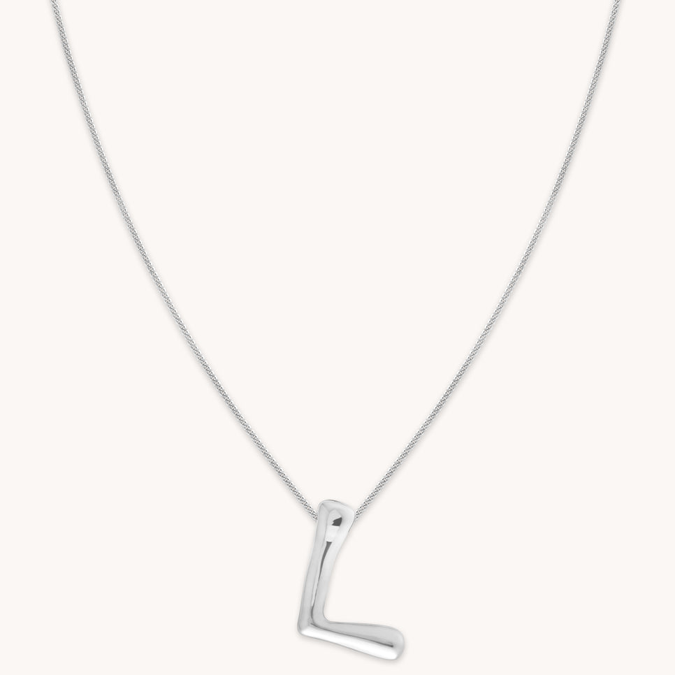 Mother's Day Jewellery Gifts - L Initial Bold Pendant Necklace in Silver - Pendant Necklace - Astrid & Miyu