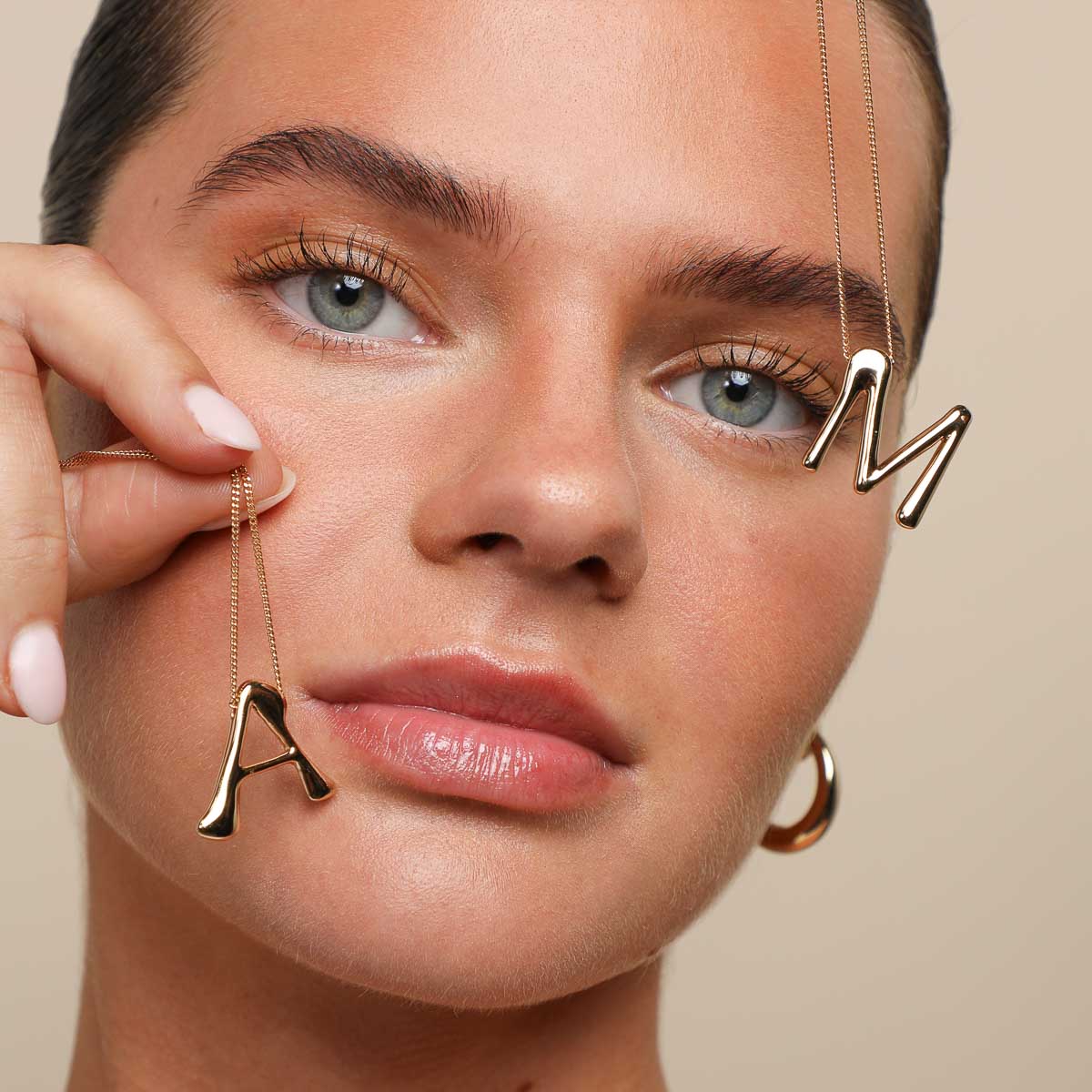 18k Gold Plated Jewellery - M Initial Bold Pendant Necklace in Gold - Pendant Necklace - Astrid & Miyu