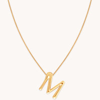 18k Gold Plated Jewellery - M Initial Bold Pendant Necklace in Gold - Pendant Necklace - Astrid & Miyu