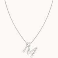 Initial Pendant Necklaces - M Initial Bold Pendant Necklace in Silver - Pendant Necklace - Astrid & Miyu
