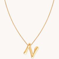 18k Gold Plated Jewellery - N Initial Bold Pendant Necklace in Gold - Pendant Necklace - Astrid & Miyu