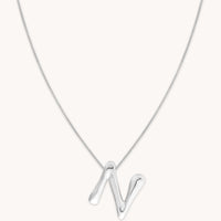 Necklaces & Bracelets - N Initial Bold Pendant Necklace in Silver - Pendant Necklace - Astrid & Miyu