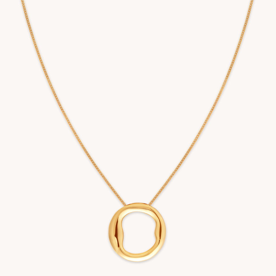 18k Gold Plated Jewellery - O Initial Bold Pendant Necklace in Gold - Pendant Necklace - Astrid & Miyu