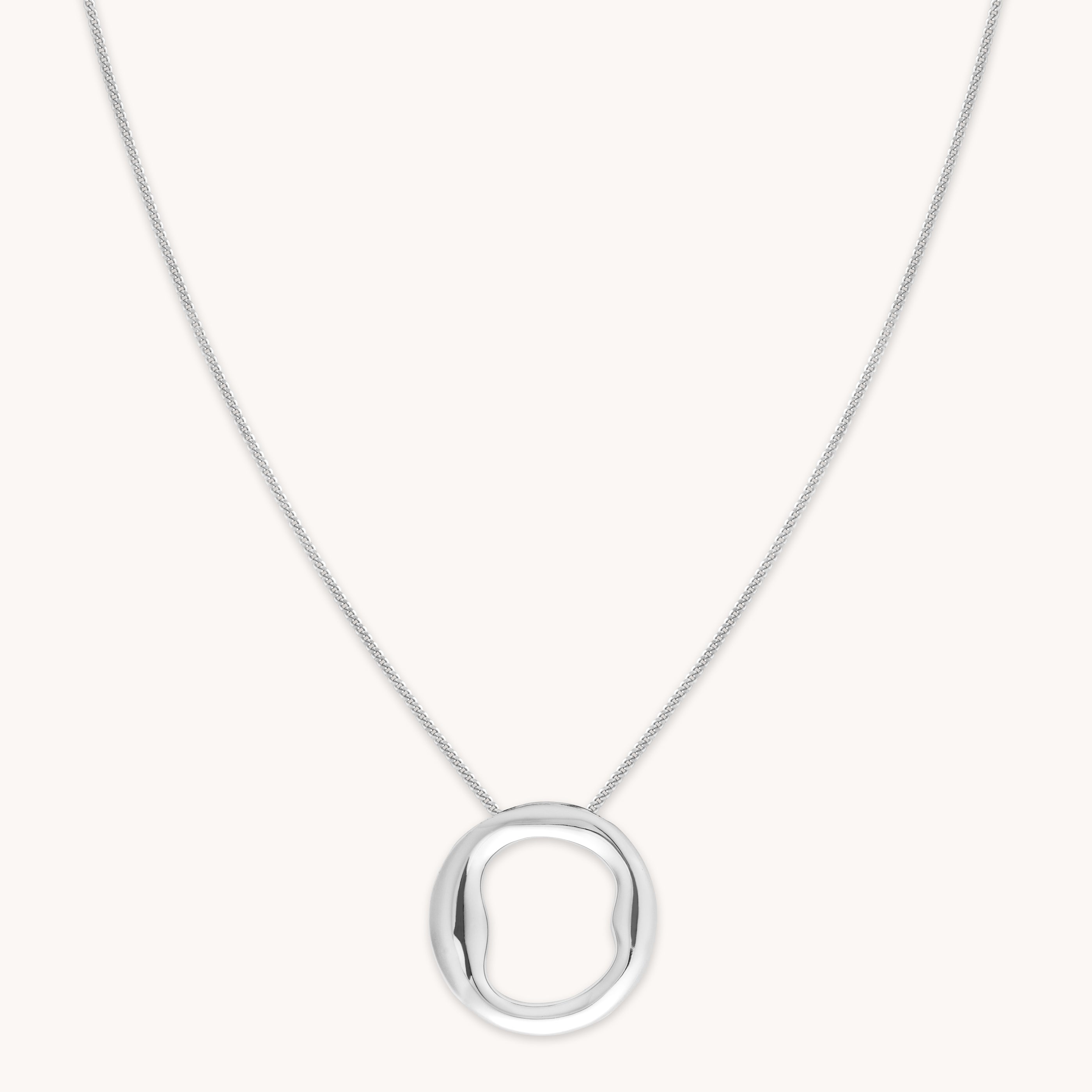 Necklaces & Bracelets - O Initial Bold Pendant Necklace in Silver - Pendant Necklace - Astrid & Miyu