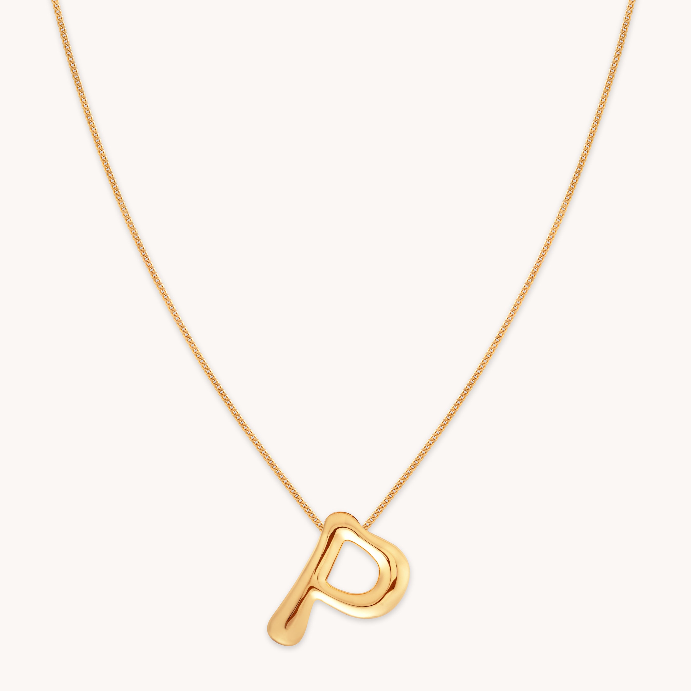 18k Gold Plated Jewellery - P Initial Bold Pendant Necklace in Gold - Pendant Necklace - Astrid & Miyu