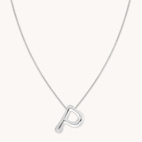 Necklaces & Bracelets - P Initial Bold Pendant Necklace in Silver - Pendant Necklace - Astrid & Miyu
