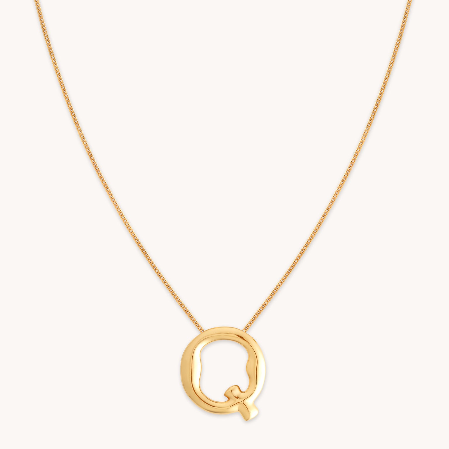 18k Gold Plated Jewellery - Q Initial Bold Pendant Necklace in Gold - Pendant Necklace - Astrid & Miyu