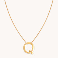 18k Gold Plated Jewellery - Q Initial Bold Pendant Necklace in Gold - Pendant Necklace - Astrid & Miyu
