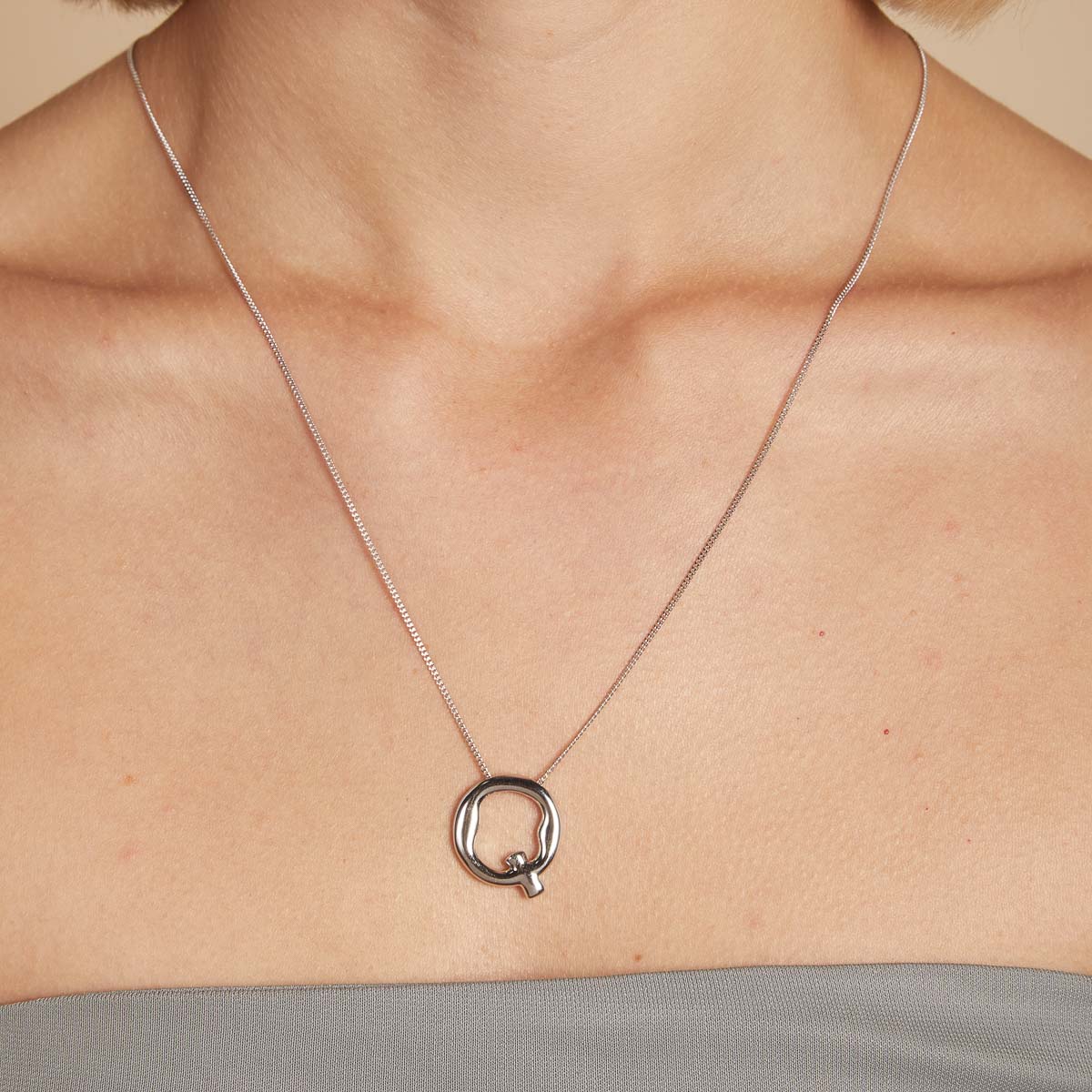 Necklaces & Bracelets - Q Initial Bold Pendant Necklace in Silver - Pendant Necklace - Astrid & Miyu