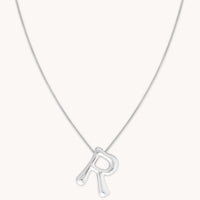 Necklaces & Bracelets - R Initial Bold Pendant Necklace in Silver - Pendant Necklace - Astrid & Miyu