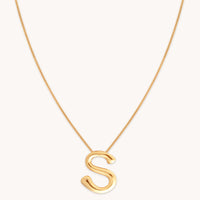 18k Gold Plated Jewellery - S Initial Bold Pendant Necklace in Gold - Pendant Necklace - Astrid & Miyu