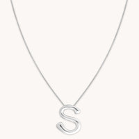 Necklaces & Bracelets - S Initial Bold Pendant Necklace in Silver - Pendant Necklace - Astrid & Miyu