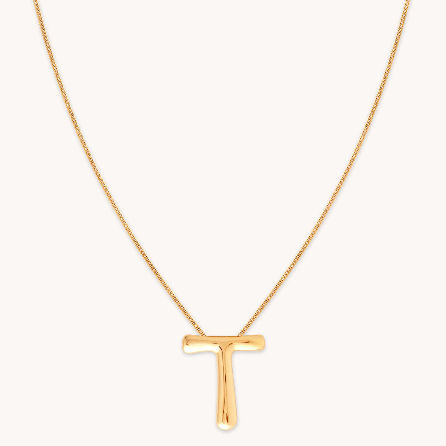 18k Gold Plated Jewellery - T Initial Bold Pendant Necklace in Gold - Pendant Necklace - Astrid & Miyu