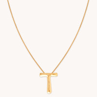 18k Gold Plated Jewellery - T Initial Bold Pendant Necklace in Gold - Pendant Necklace - Astrid & Miyu