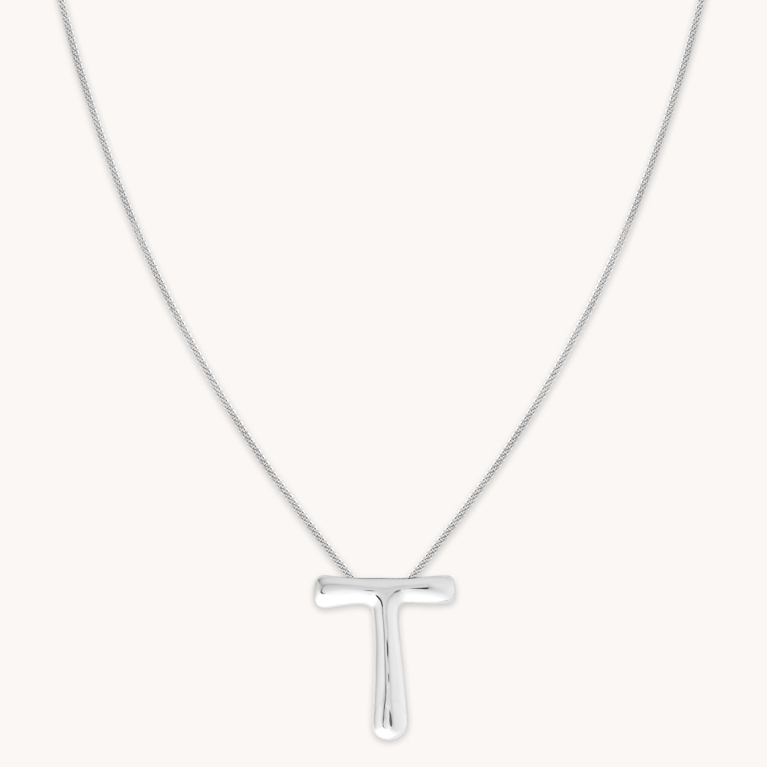 Necklaces & Bracelets - T Initial Bold Pendant Necklace in Silver - Pendant Necklace - Astrid & Miyu